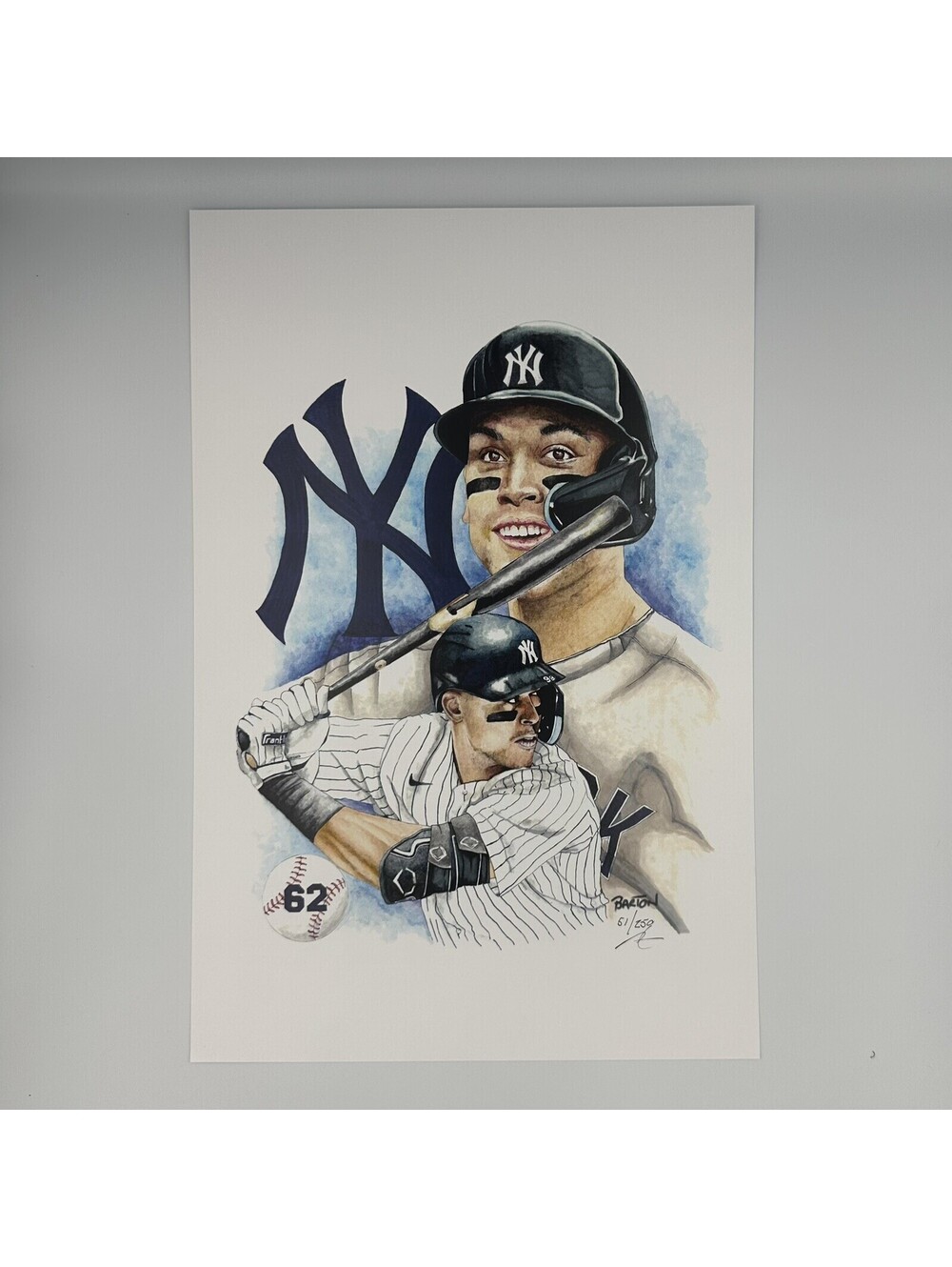 Aaron Judge 12x18 LE Lithograph Signed by Brian Barton COA MLB New York Yankees